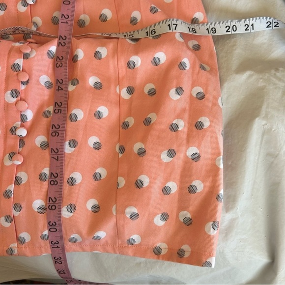 EGGIE X UO Puff Sleeve Button Front Fitted Babydoll Dress Size S Peach Dot NWT - Picture 13 of 13